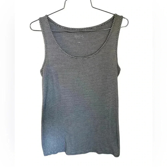 Black & White Striped Womens Tank Top, Sz L - Picture 1 of 2